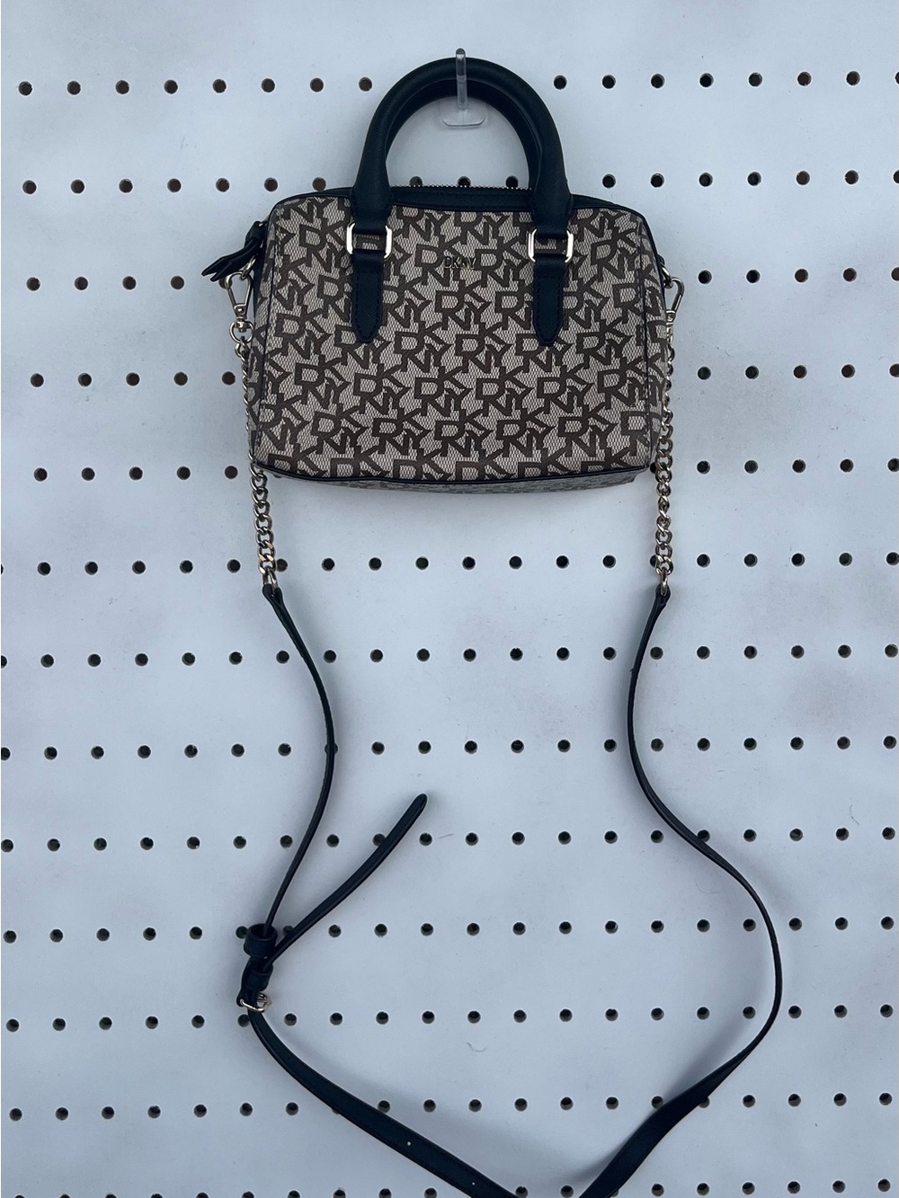 DKNY Bryant Ave Small Duffle Satchel-black & beige crossbody